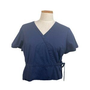 Koi by Kathy Peterson Womens Navy Scrub Top Size L